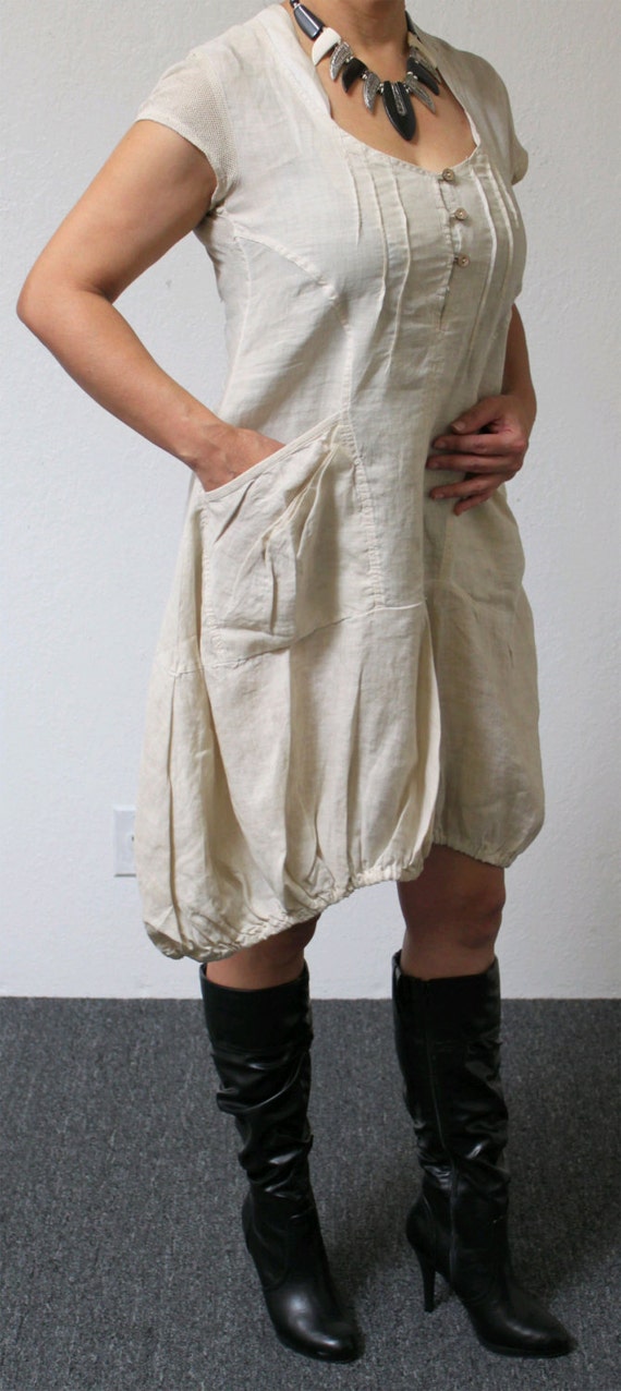 Darling Lagenlook Dress, Cute and Chic, Designer Short  boho, hip hop, bohemien Dress with Pockets. S , M , L