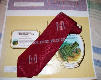 1960s Men's Tie - Red Graphic Print - Unmarked