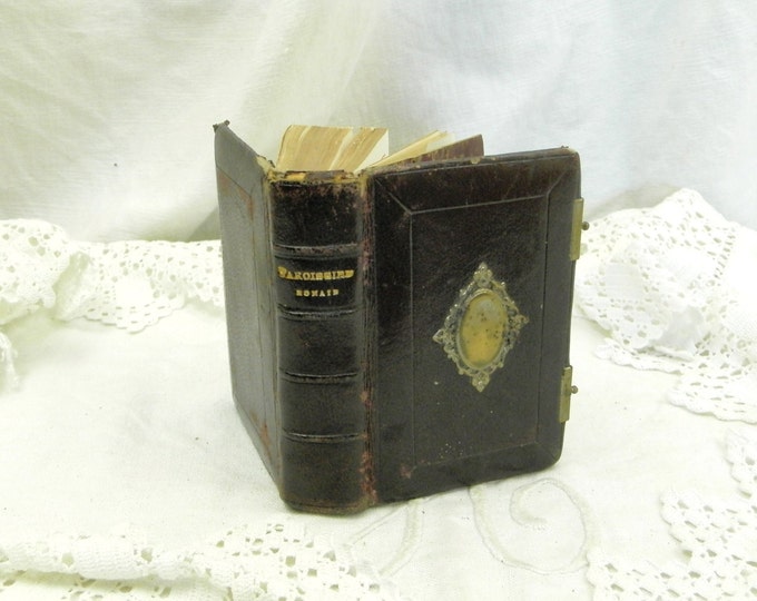 Small Antique French Leather Bound Religious Book, Paroissien Romain / French Country Decor / Shabby Chic / Chateau Chic / Vintage Retro Small Antique French Leather Bound Religious Book, Paroissien Romain / French Country Decor / Shabby Chic / Chateau Chic / Vintage Retro