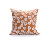 Floral pillow cover. Orange and White floral pillow. Square pillow. Removable pillowcase. 19.5X19.5 inch pillows