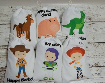Birthday Party Favor Bags Toy Story Characters for Treat's or gift's Can be personalized 5" X 7" or 6" X 8" Qty 6