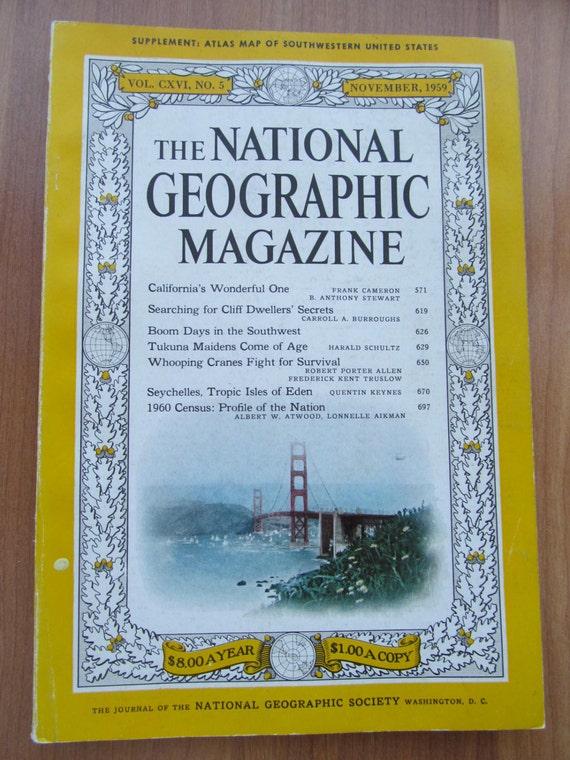 Magazine National Geographic November 1959 by lolatrail on Etsy