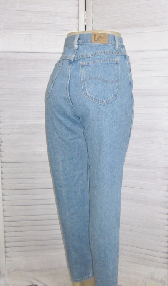 Vintage 80s Lee Skinny High Waisted Denim Jeans Tapered Leg