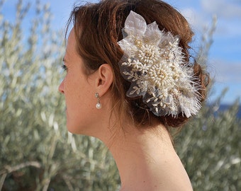 Hairaccessory, bridal headpiece, wedding headpiece, lace headpiece, fascinator, bridal accessory, champagne hairaccessory