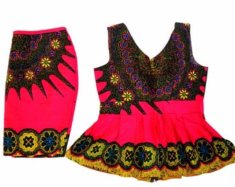 African Dress, Ankara Women Suit, Ankara Fabric Skirt, African Ankara ...