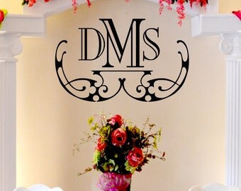 Elegant Wedding Monogram Custom Wall Vinyl by IslandCustomDesigns