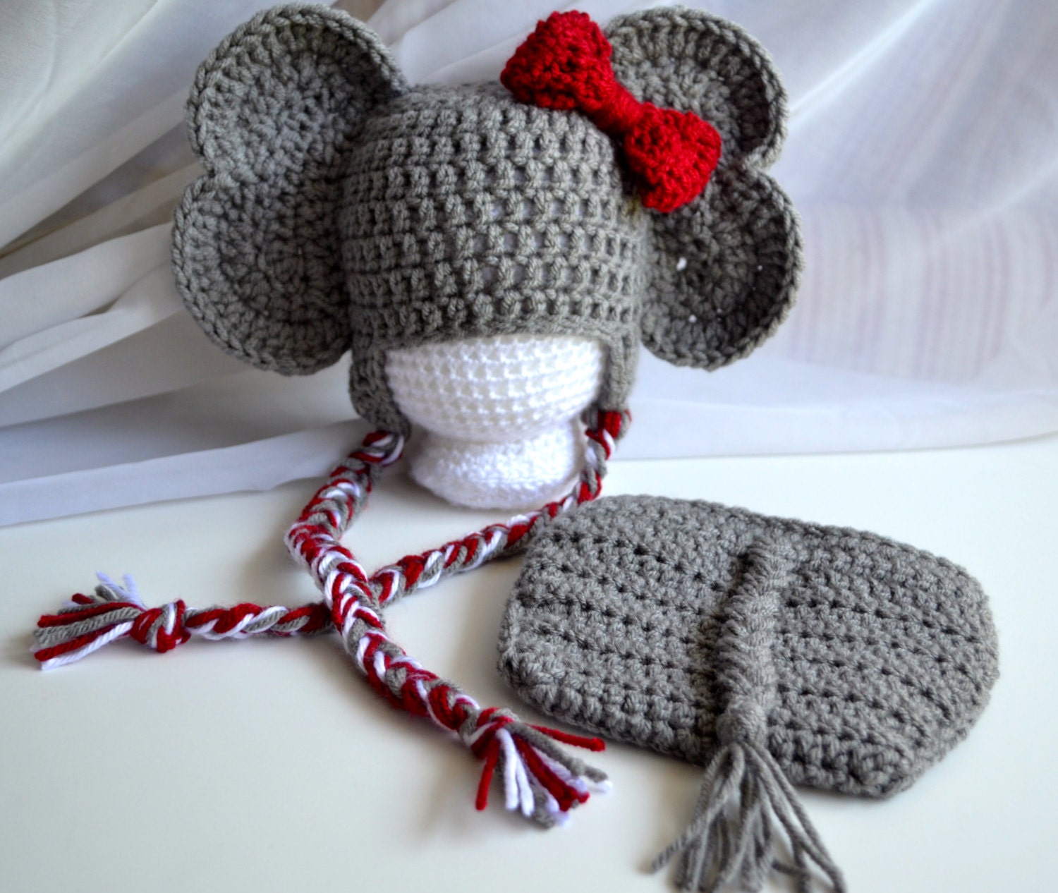 Crochet Elephant Hat & Diaper Cover Set Boy or by TheGrapeTurtle