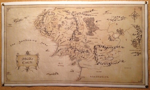 Middle Earth Map cotton fabric: Lord of The Rings The Hobbit