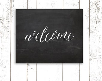 Items similar to Welcome Sign Chalkboard Art Welcome Decor Pineapple ...