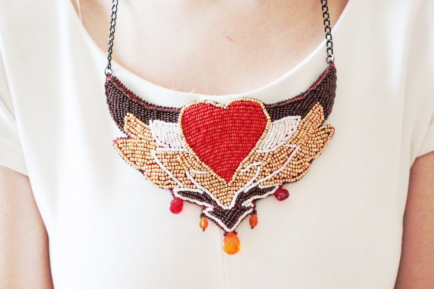 Women gift necklace for Valentine day red heart necklace