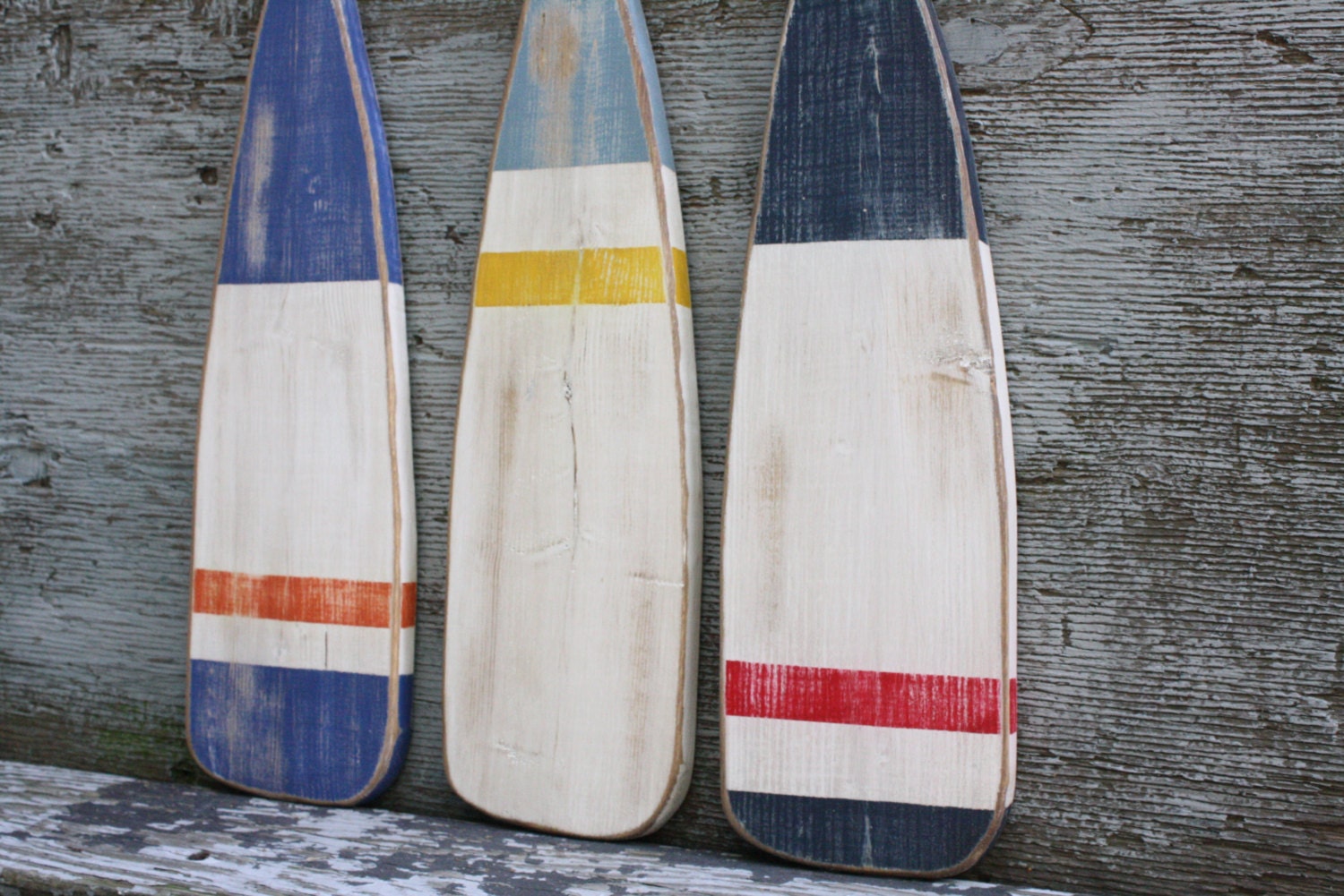 Set of 3 Rustic Distressed Wood Boat Paddles by TheUnpolishedBarn