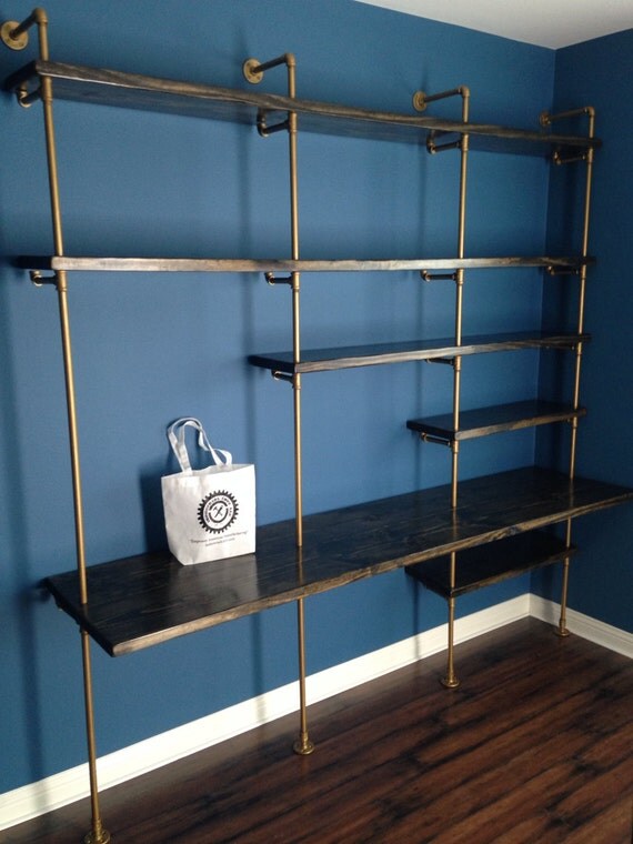 Original Pipe Shelving with full length counter. by IndustrialEnvy