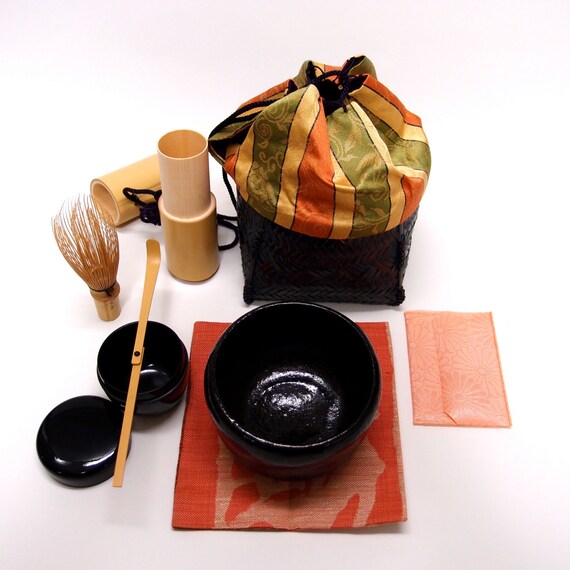 Portable Set of Japanese Tea Ceremony Utensils with Picnic