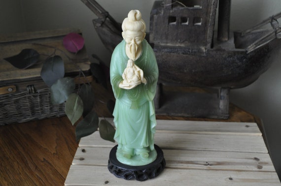 G. Ruggeri alabaster sculpture Monk with Buddha. Italy.