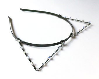 Crystal Black Cat Ears Headband, Kitty Cat Hair Band, Metal Wire Kitten Ears With Swarovski Elements, Bachelorette Accessory, Halloween Ears