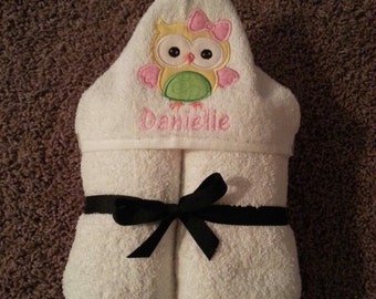 Personalized Owl Hooded Towel