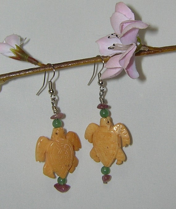 Carved turtle earrings