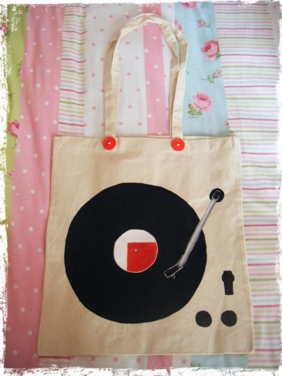 vinyl record tote bag