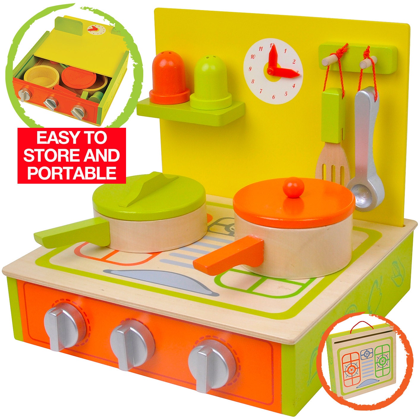 by  includes piece BeeSmartToys set kitchen set 10 portable Kitchen Wooden Set portable