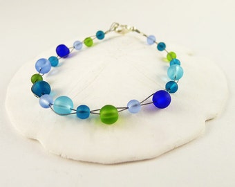 Blue and green sea glass bracelet green and blue sea glass jewelry cobalt blue seaglass bracelet green seaglass jewelry handmade bracelet