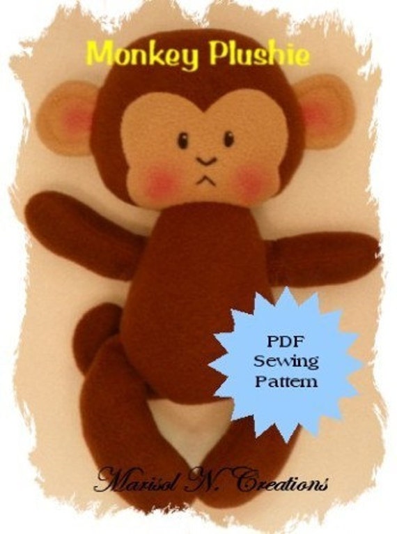 Monkey Plushie PDF Sewing Pattern Softie Plushie Stuffed