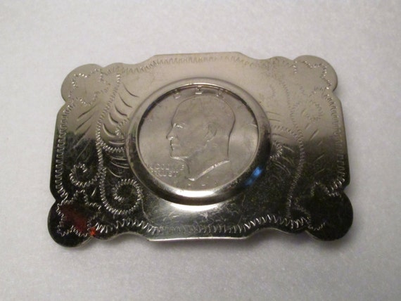 Vintage Silver & Nickel Coin Belt Buckle 2 1/2 x 3 by WaynesThangs