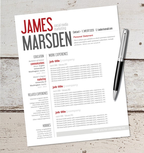 instant download resume design template by vivifycreative