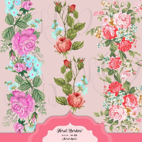 Shabby Chic floreale bordi Digital Clipart sfondo Shabby Chic floreale bordi Digital Clipart sfondo
