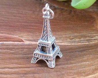 Eiffel Tower Charm, Eiffel Tower Pendant, Paris Charm, Paris Pendant, France Charm, France Pendant, Sterling Silver Eiffel Tower, PS0118