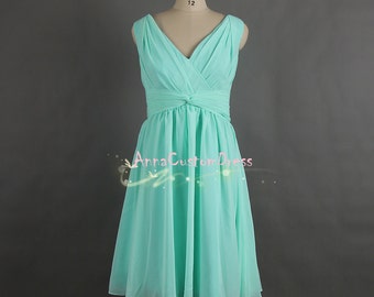 Short Mint Bridesmaid Dress/Custom Wedding Party Dress/Pink Peach Grey ...