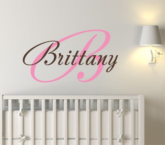 Baby Girl Cursive Initial Custom Name Vinyl Wall by BelleAndDot