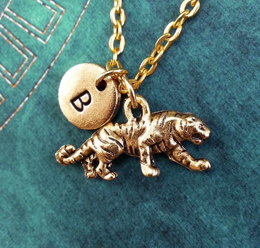 Tiger Necklace Gold Tiger Charm Personalized Necklace