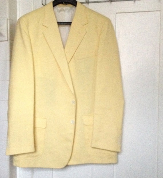 Yellow Sportcoat size 46 Long Linen blend fabric two