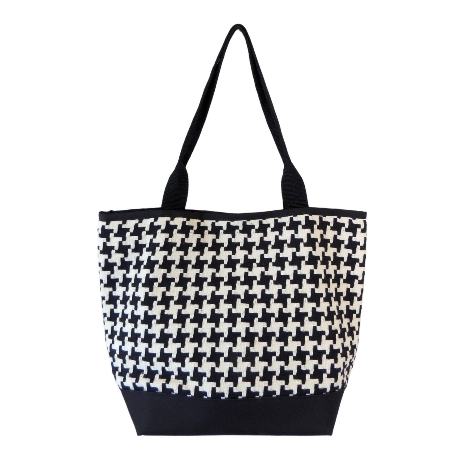 Houndstooth Tote in Black and White Large Carryall by SpicerBags