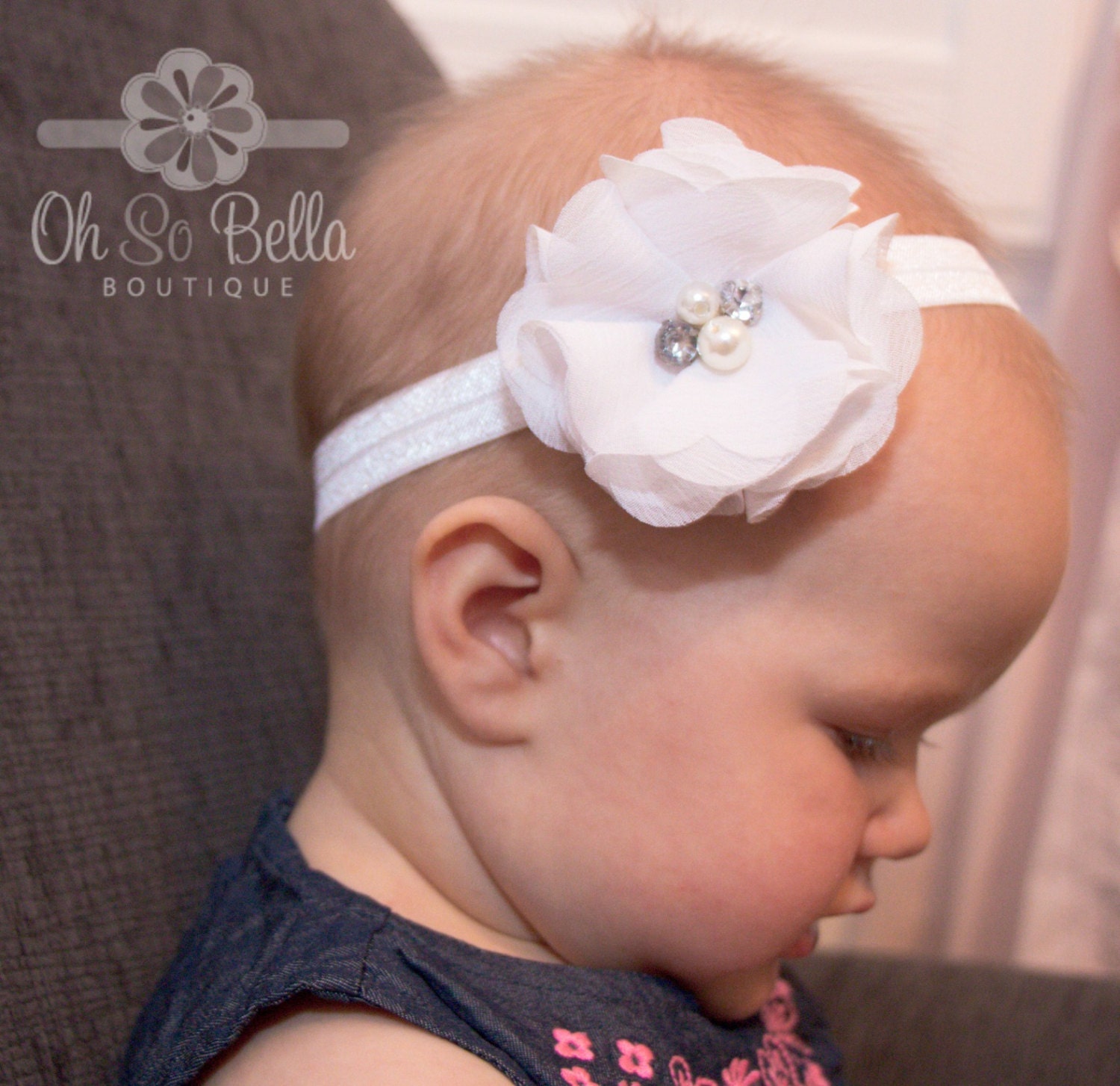 Baptism Headband Christening Headband White Baptism