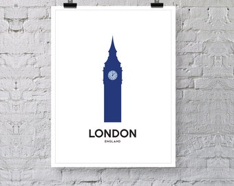 London City Poster Print, Illustration Print , Premium Wall Art Decor, Minimalist City Poster London England Print 13" x 19"