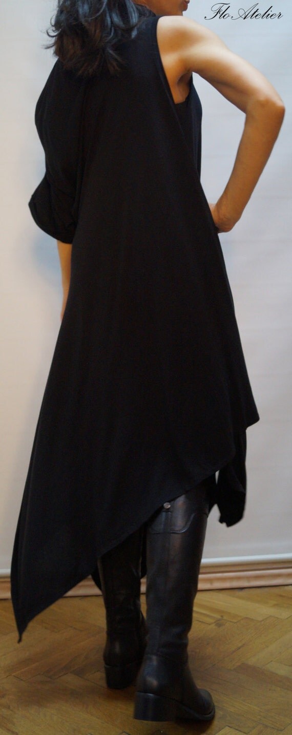 Asymmetrical Black Dress/Extravagant Top/Oversized by FloAtelier