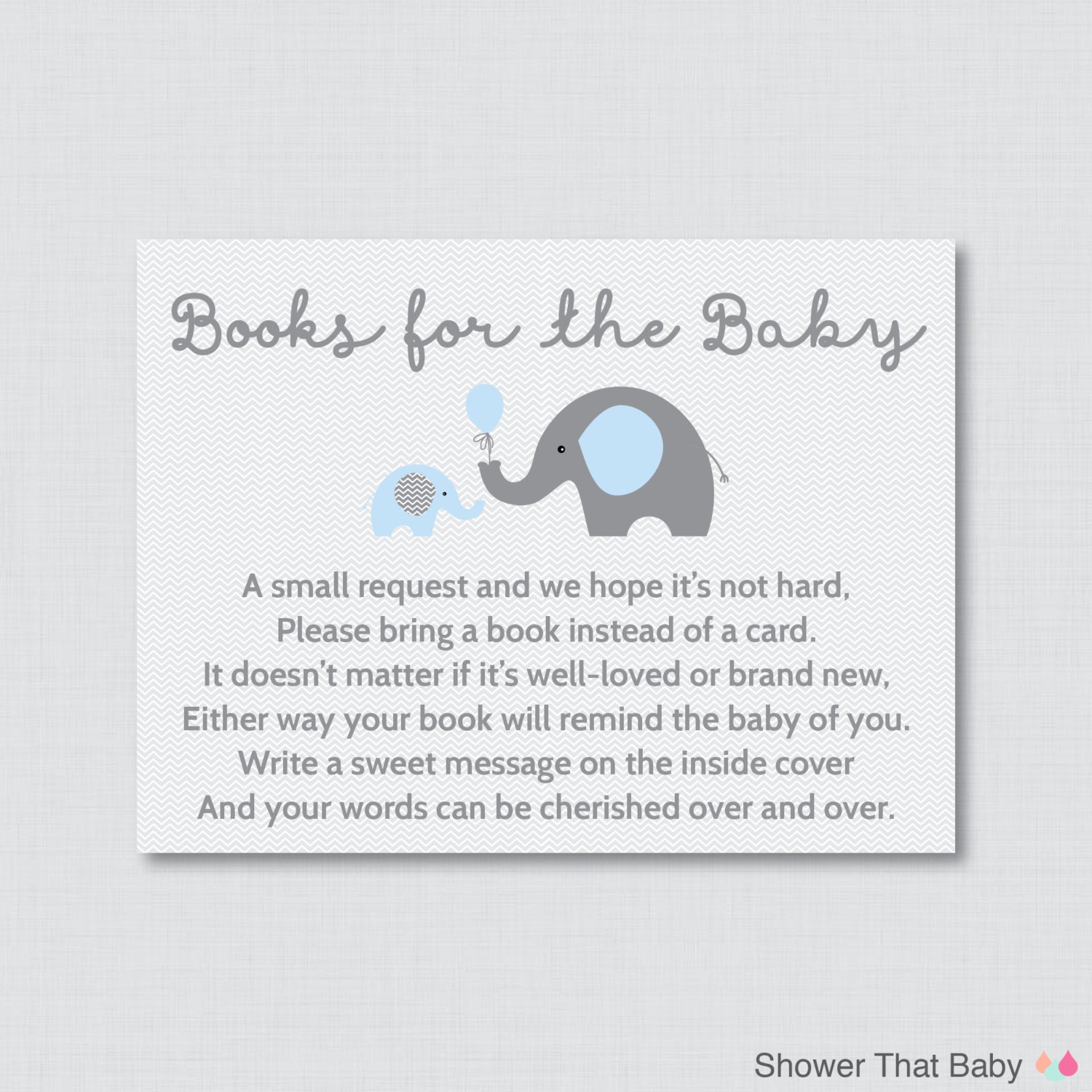 Bring A Book Instead Of A Card Invitation Insert, Baby Shower Book
