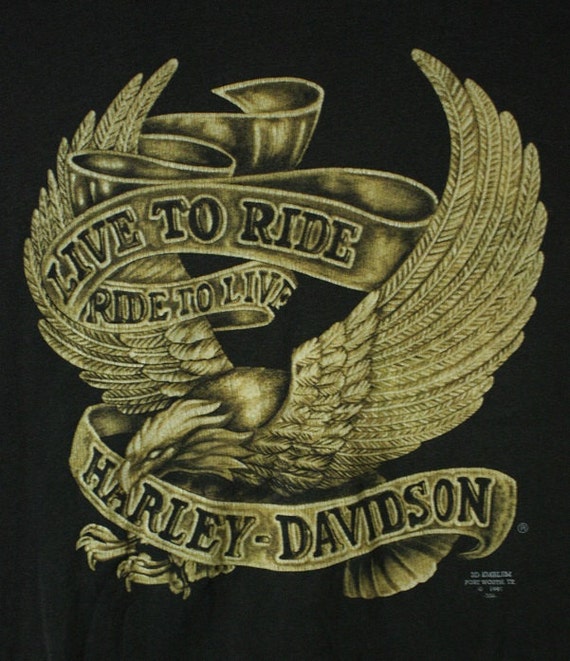 Items similar to Vintage 3D Emblem Harley Davidson T Shirt * Eagle ...