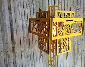 Eco friendly Hanging pendant light shade, in sunny yellow light color