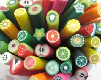 Assorted Fruit Polymer Clay Canes, #384