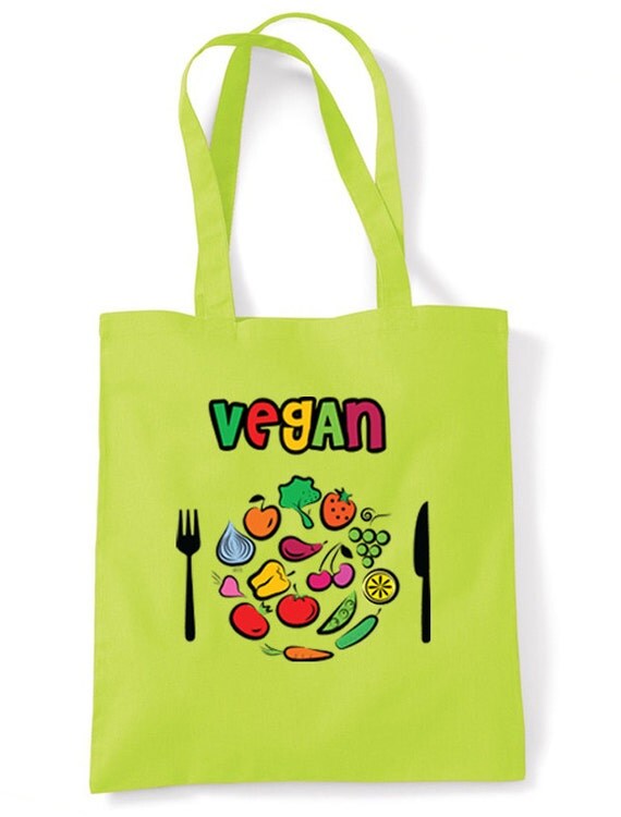 Vegan Plate Logo Tote Shopping Bag