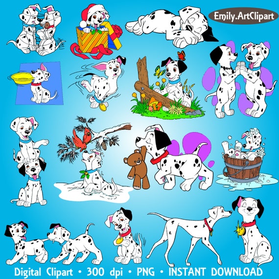 101 Dalmatians Clipart Party Disney Digital Clipart Set Clip