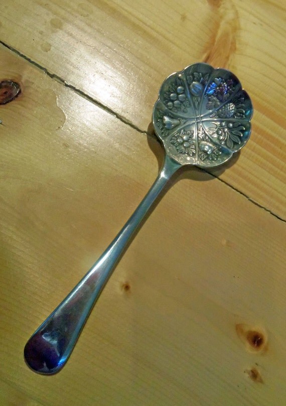 Vintage EPNS A1 Silver Spoon with Fruit Design by DonnitaLovesLife