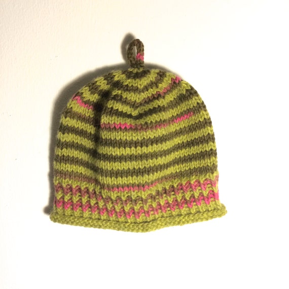 Items similar to baby hat / striped knit hat / hand knit BABY hat / 612 months / baby girl hat