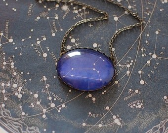 Leo Zodiac Necklace. Leo Constellation Necklace. Leo Necklace. Leo Star Sign Necklace. Zodiac Jewelry. Astronomy. Zodiac Sign.