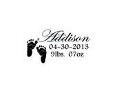 Baby Footprints Custom Name Birth Date Weight - Wall Decal - Vinyl Wall Decal, Wall Decor, Baby Room, Nursery Wall Decor, Baby Shower Gift