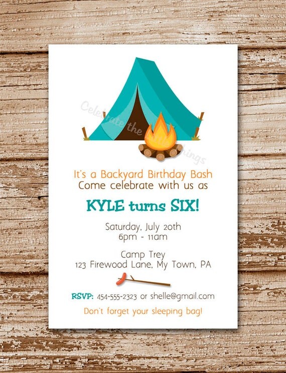Printable / Camping Invitation / Tent, Camp Out / Personalized Il_570xn