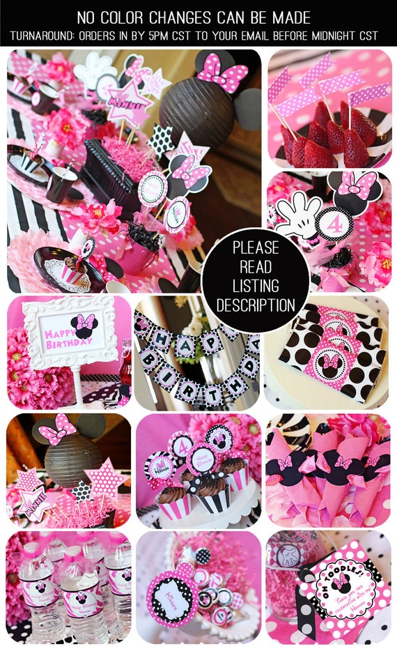 Minnie Mouse Party Pink - On SALe -Minnie Mouse Birthday Party - HUGE Printable Set by Amanda's Parties TO GO Il_570xn