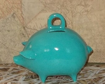 Ceramic Piggy Bank - Turquoise